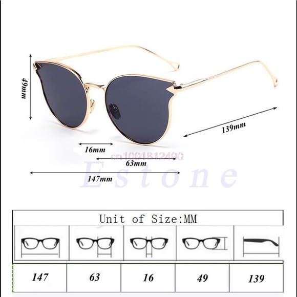 Cat-Eye Pink Mirror Gold Wire Rim Sunglasses - Picture 4 of 7